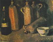 Vincent Van Gogh bottles and white bowl painting